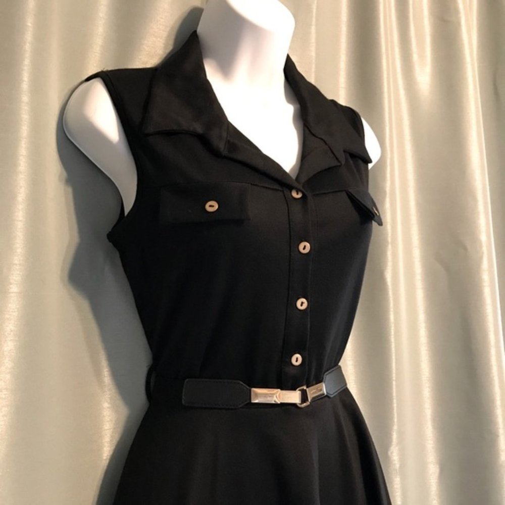 Lovely Day black dress with collar and belt - Picture 5 of 9